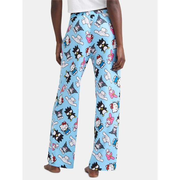 Hello Kitty & Friends Womens Velour Pajama Pants With Pockets XL 16-18 Blue - Picture 3 of 15